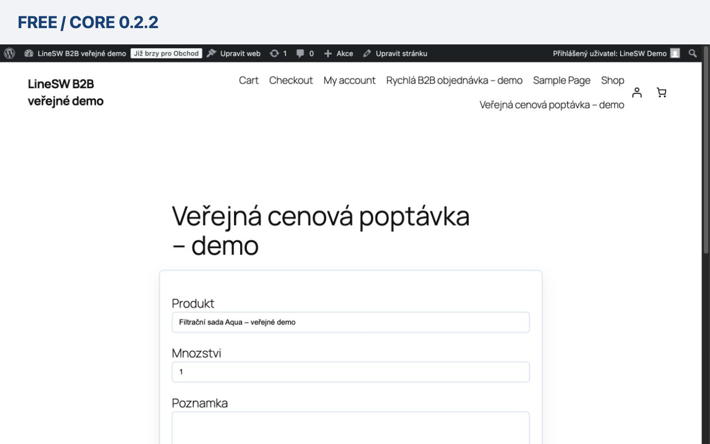 B2B Wholesale Manager CZ — Free formulář poptávky