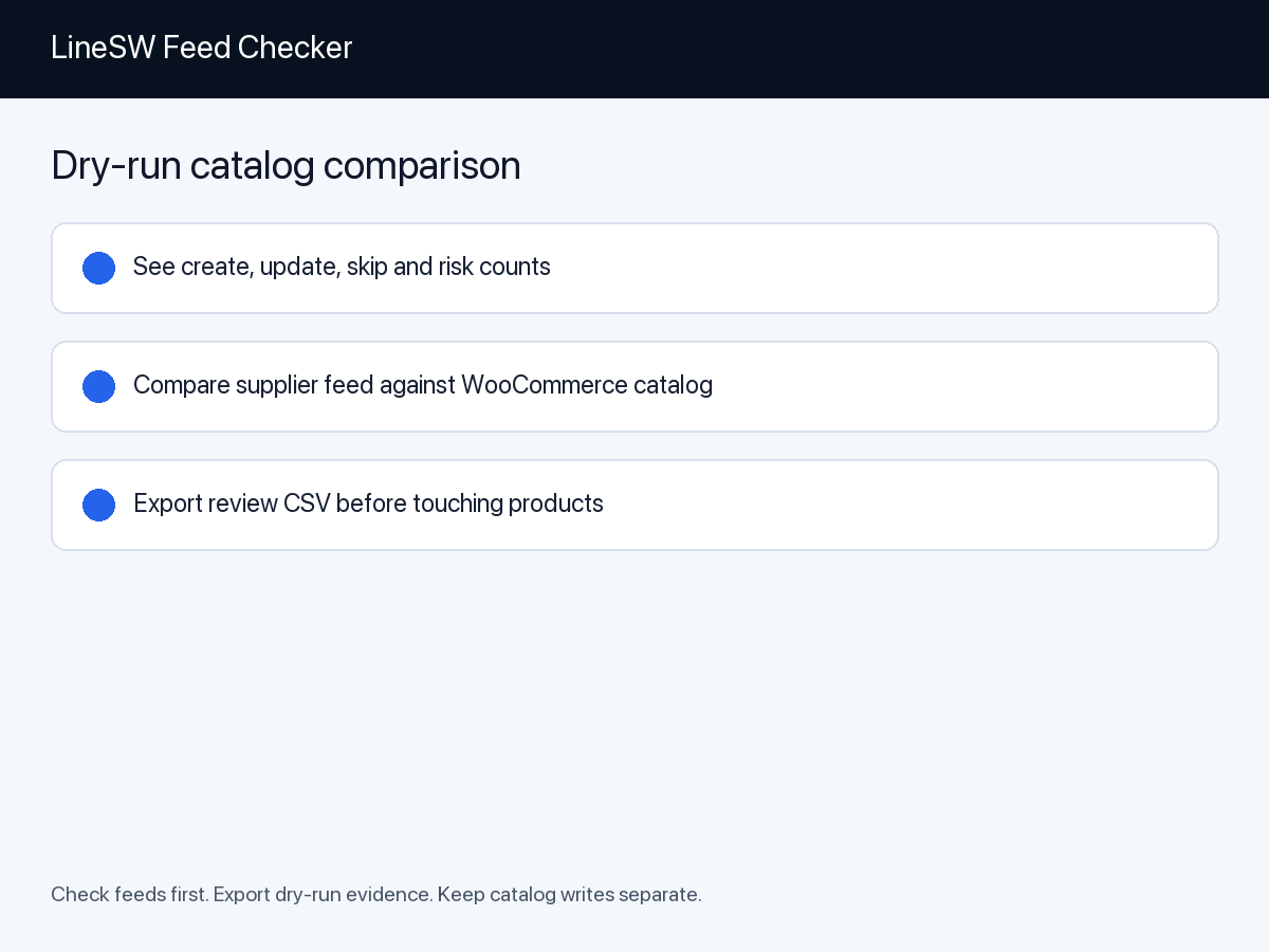 LineSW Feed Checker — Dry-run porovnání katalogu